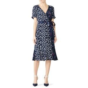 Tanya Taylor Luisa Wrap Silk Dress Floral Size 4 Feminine